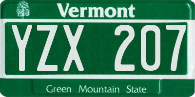 VT license plate YZX207