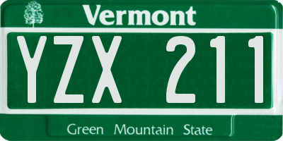 VT license plate YZX211