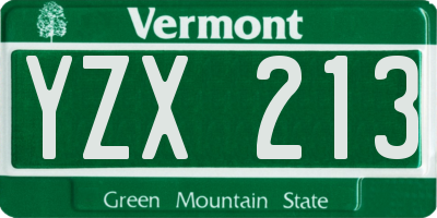 VT license plate YZX213