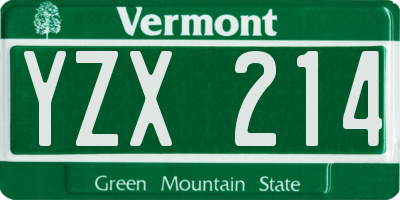 VT license plate YZX214