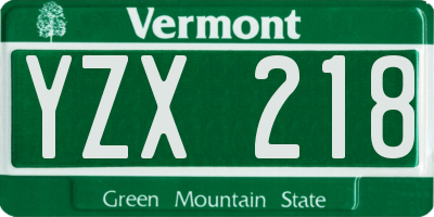 VT license plate YZX218