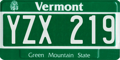 VT license plate YZX219
