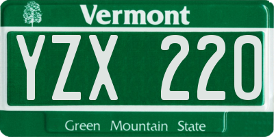 VT license plate YZX220