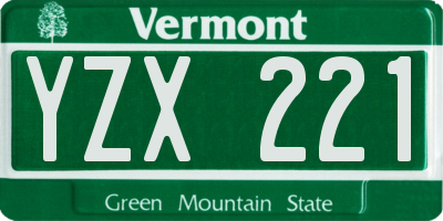 VT license plate YZX221