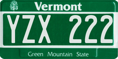 VT license plate YZX222