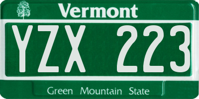 VT license plate YZX223