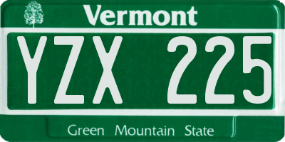 VT license plate YZX225
