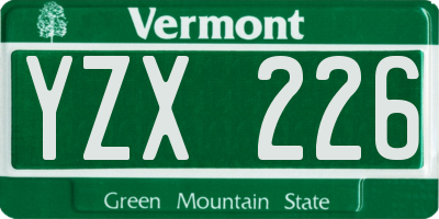 VT license plate YZX226