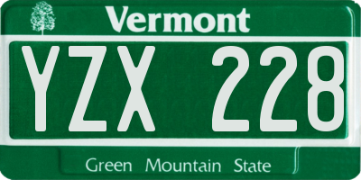 VT license plate YZX228