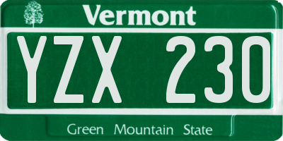 VT license plate YZX230