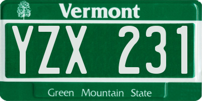 VT license plate YZX231