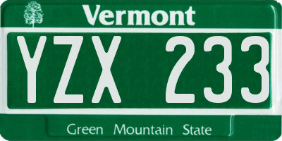 VT license plate YZX233