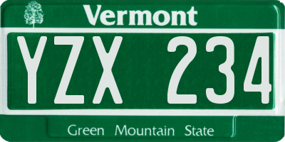 VT license plate YZX234