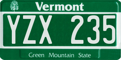 VT license plate YZX235