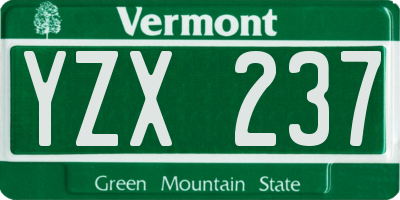 VT license plate YZX237