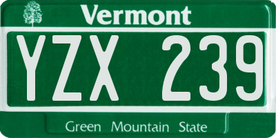 VT license plate YZX239