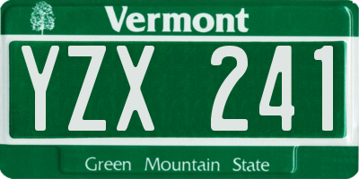 VT license plate YZX241