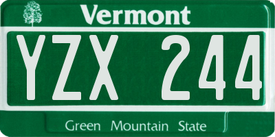 VT license plate YZX244