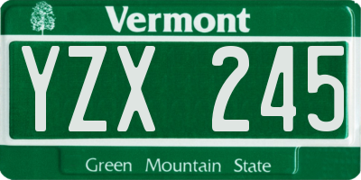VT license plate YZX245