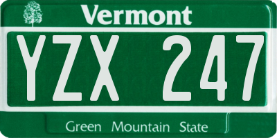 VT license plate YZX247