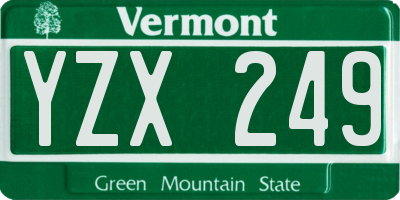 VT license plate YZX249