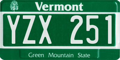 VT license plate YZX251