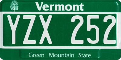 VT license plate YZX252