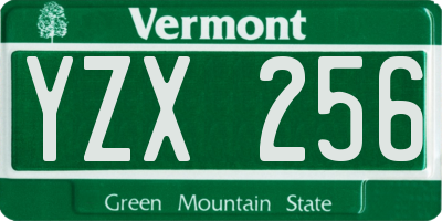 VT license plate YZX256
