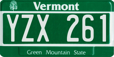 VT license plate YZX261