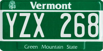 VT license plate YZX268