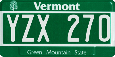 VT license plate YZX270
