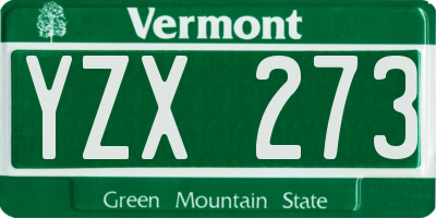 VT license plate YZX273