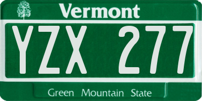 VT license plate YZX277