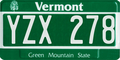 VT license plate YZX278