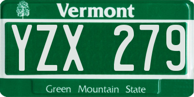 VT license plate YZX279