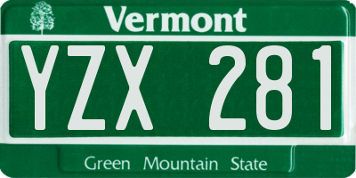 VT license plate YZX281