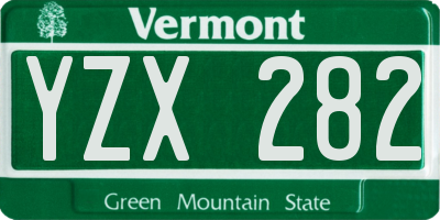 VT license plate YZX282