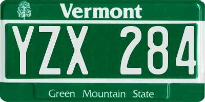 VT license plate YZX284
