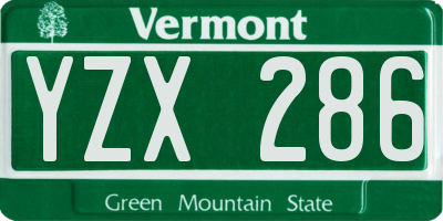 VT license plate YZX286