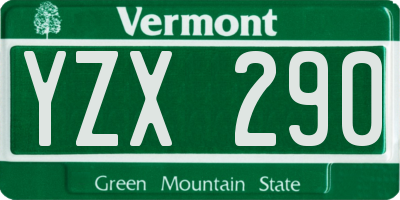 VT license plate YZX290