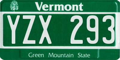 VT license plate YZX293