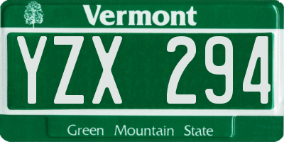 VT license plate YZX294