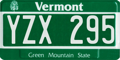 VT license plate YZX295
