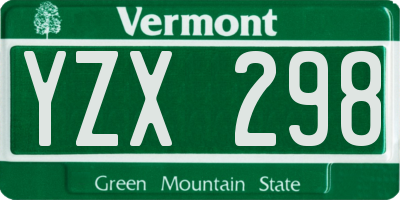 VT license plate YZX298
