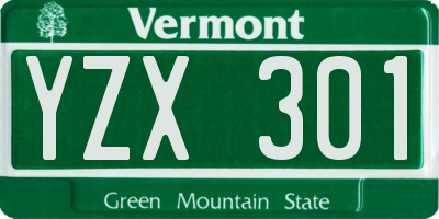 VT license plate YZX301