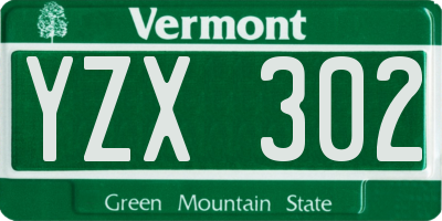VT license plate YZX302