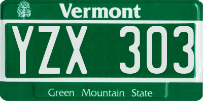 VT license plate YZX303