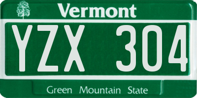 VT license plate YZX304