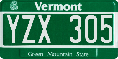 VT license plate YZX305