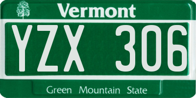 VT license plate YZX306